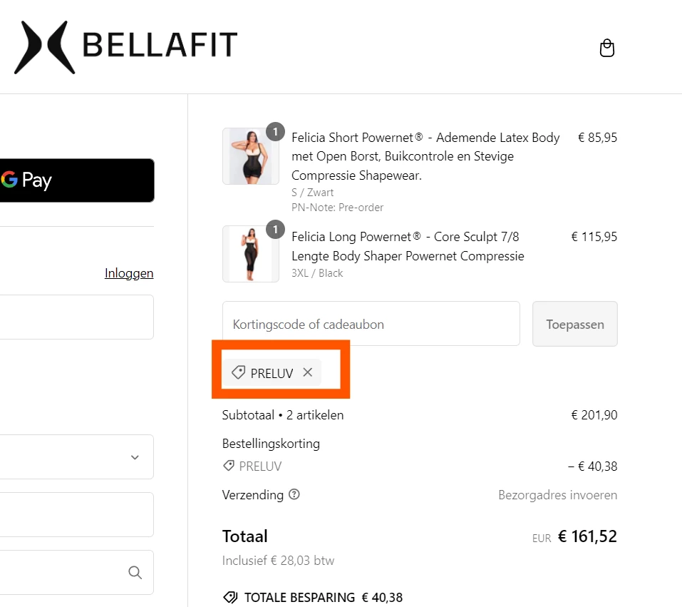 Bella Fit verified Coupon code PRELUV